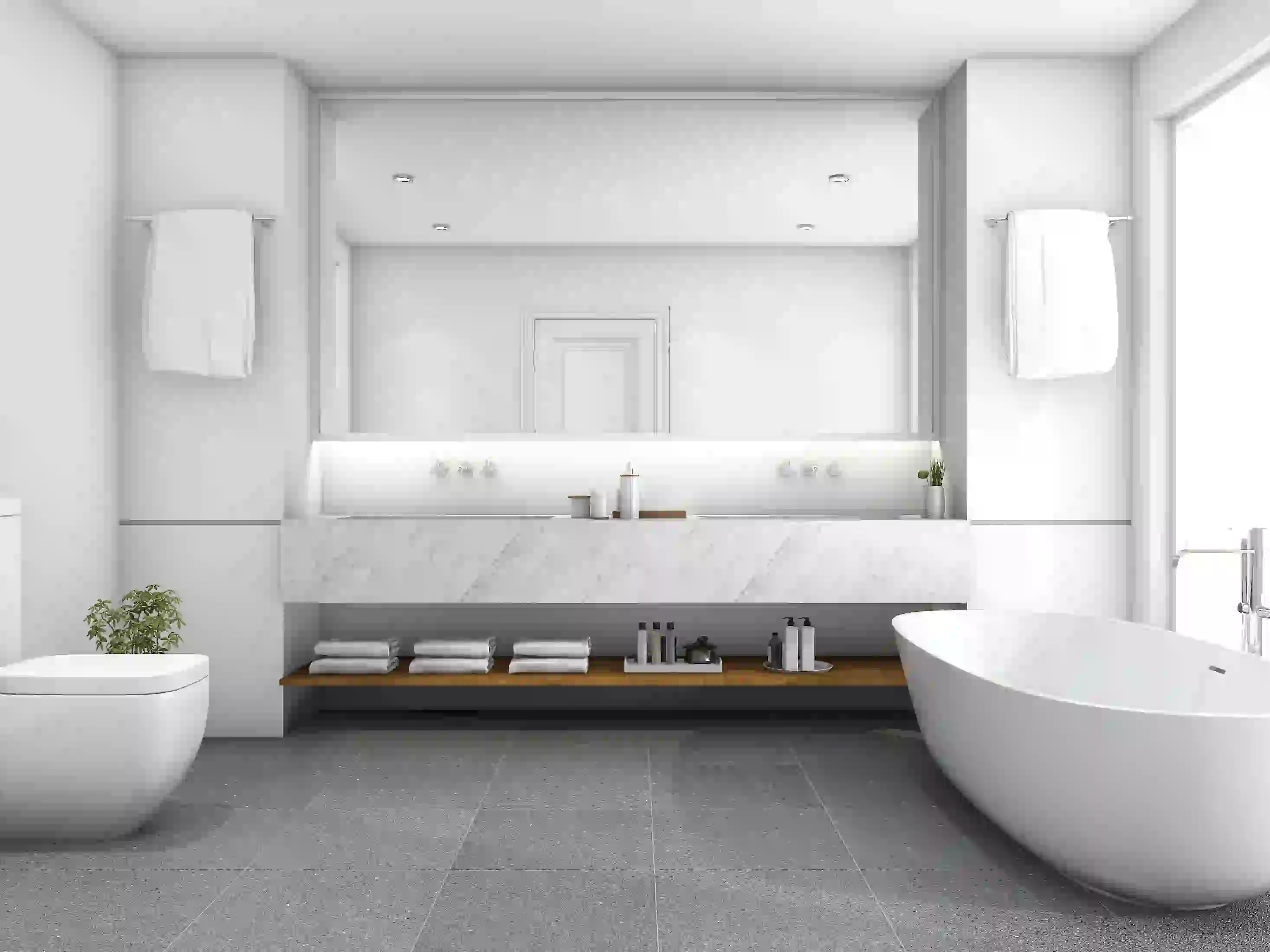 Modern remodeled bathroom in Westchester County NY home with quality tile and fixtures